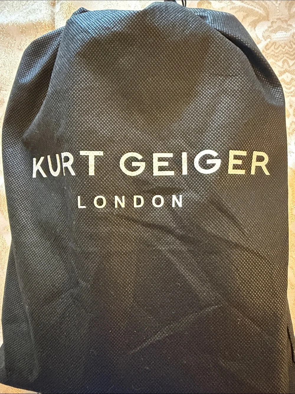 Kurt Geiger Black Quilted Patent Shoulder Bag with Chain Strap